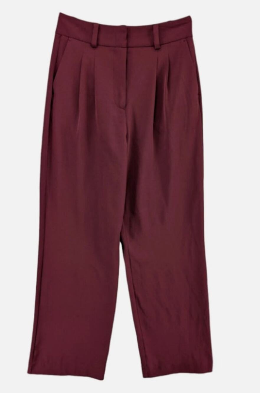 Jason Wu Wide Leg Pants Burgundy Pleated High Rise Slacks Size Large